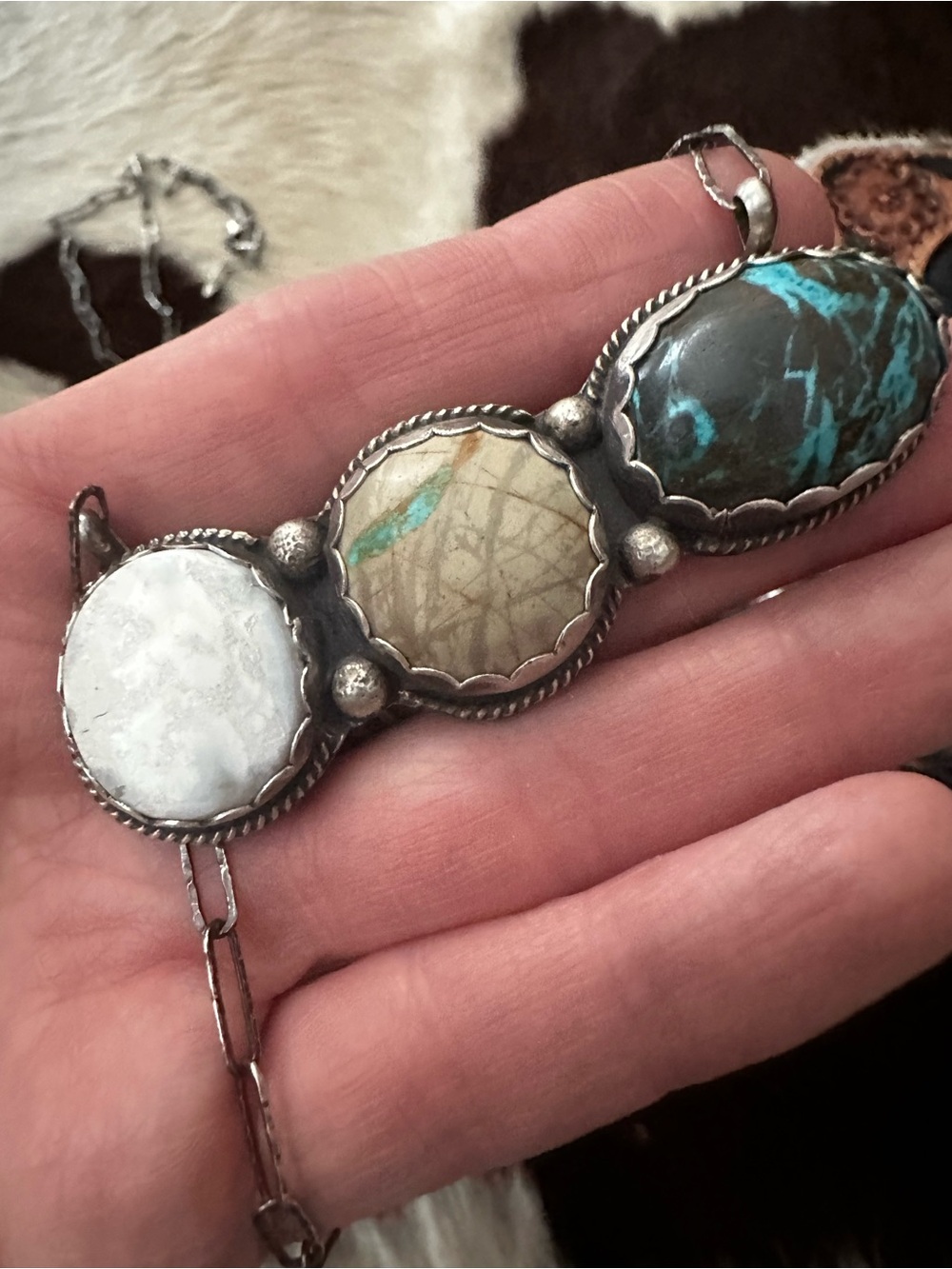 Multi-Stone Turquoise bar necklace